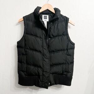 GAP Puffer Vest Zip Button Classic Womens Small Black Classic Basic Winter